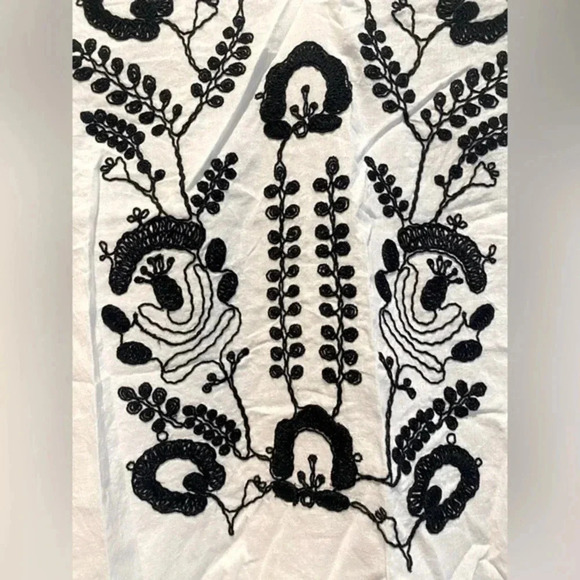 Scully Women’s Boho Western Embroidered Cotton Ruffle‎ Blouse White Black S EUC - Picture 5 of 13